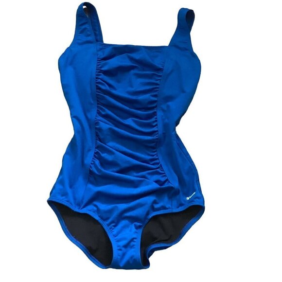 Speedo Swimsuit One Piece Endurance Shirred Tank 10/12? Blue 135J - Picture 4 of 6